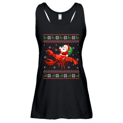 Christmas Santa Riding Lobster Funny Ugly Xmas Sweater Long Sleeve Ladies Essential Flowy Tank