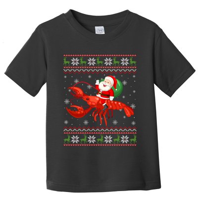 Christmas Santa Riding Lobster Funny Ugly Xmas Sweater Long Sleeve Toddler T-Shirt