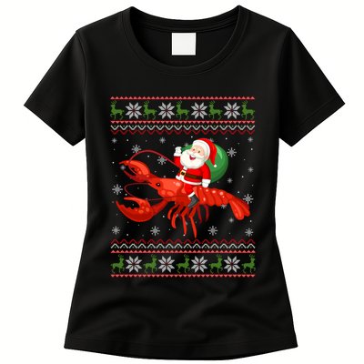 Christmas Santa Riding Lobster Funny Ugly Xmas Sweater Long Sleeve Womens T-Shirt