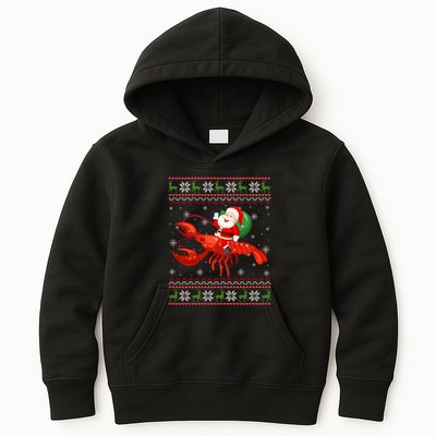 Christmas Santa Riding Lobster Funny Ugly Xmas Sweater Long Sleeve Kids Hoodie