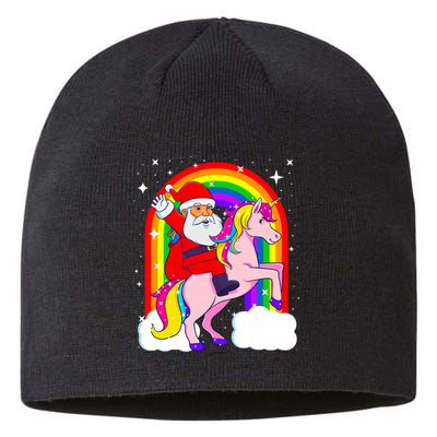 Christmas Santa Riding Unicorn Xmas Gifts Sustainable Beanie