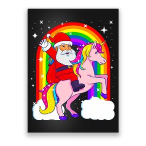 Christmas Santa Riding Unicorn Xmas Gifts Poster