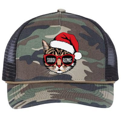 Cat Skibid.I Rizzmas Christmas Rizz Santa Claus Charisma Retro Rope Trucker Hat Cap