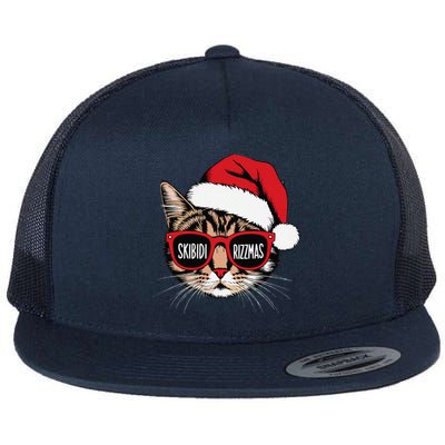 Cat Skibid.I Rizzmas Christmas Rizz Santa Claus Charisma Flat Bill Trucker Hat