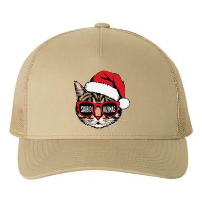 Cat Skibid.I Rizzmas Christmas Rizz Santa Claus Charisma Yupoong Adult 5-Panel Trucker Hat