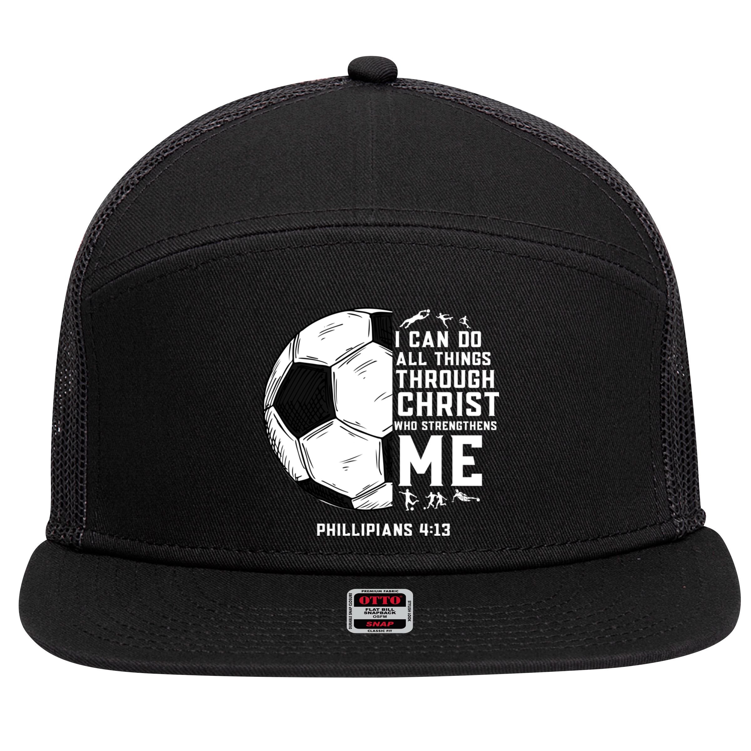 Christian Soccer Religious Gifts 7 Panel Mesh Trucker Snapback Hat