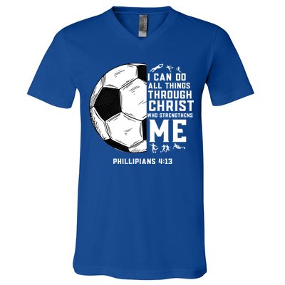 Christian Soccer Religious Gifts V-Neck T-Shirt