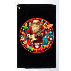 Cool Santa Rockin Guitar Festive Christmas Platinum Collection Golf Towel