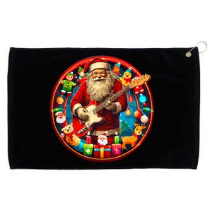 Cool Santa Rockin Guitar Festive Christmas Grommeted Golf Towel