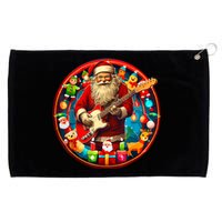 Cool Santa Rockin Guitar Festive Christmas Grommeted Golf Towel