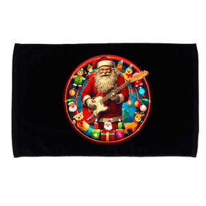 Cool Santa Rockin Guitar Festive Christmas Microfiber Hand Towel