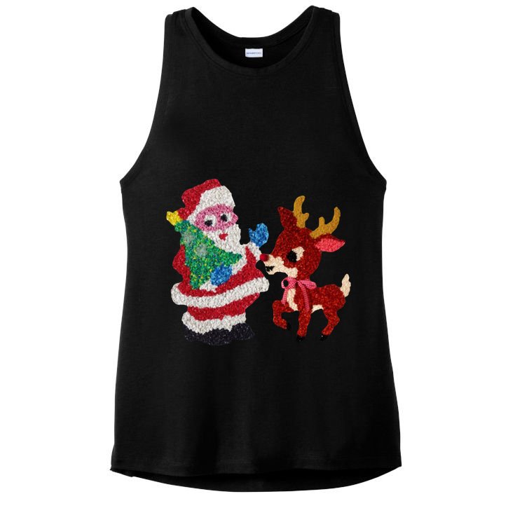 Cute Santa Reindeer Best Friends Christmas Cheer Ladies PosiCharge Tri-Blend Wicking Tank