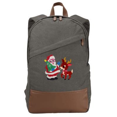 Cute Santa Reindeer Best Friends Christmas Cheer Cotton Canvas Backpack