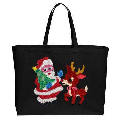 Cute Santa Reindeer Best Friends Christmas Cheer Cotton Canvas Jumbo Tote