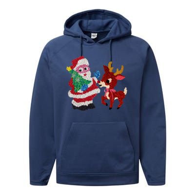 Cute Santa Reindeer Best Friends Christmas Cheer Performance Fleece Hoodie