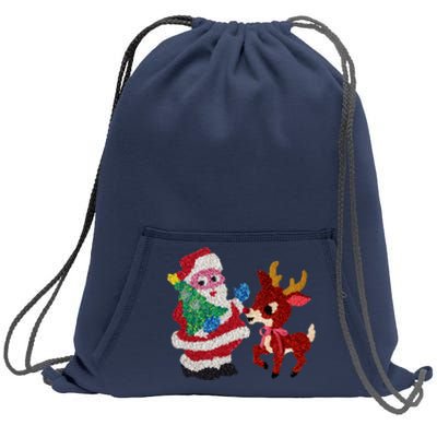 Cute Santa Reindeer Best Friends Christmas Cheer Sweatshirt Cinch Pack Bag