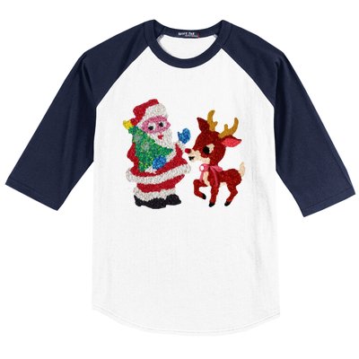 Cute Santa Reindeer Best Friends Christmas Cheer Baseball Sleeve Shirt