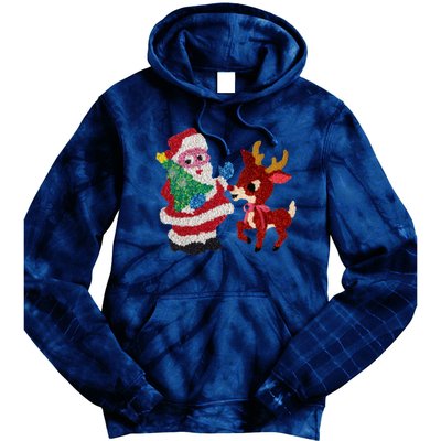 Cute Santa Reindeer Best Friends Christmas Cheer Tie Dye Hoodie