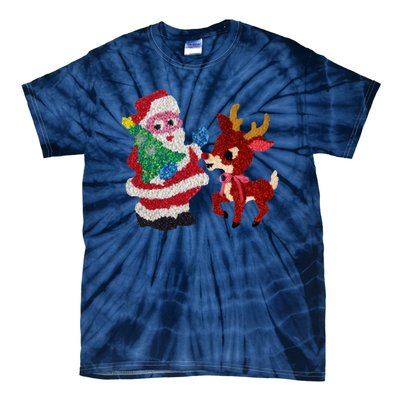 Cute Santa Reindeer Best Friends Christmas Cheer Tie-Dye T-Shirt