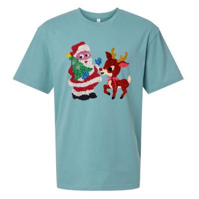 Cute Santa Reindeer Best Friends Christmas Cheer Sueded Cloud Jersey T-Shirt