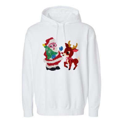 Cute Santa Reindeer Best Friends Christmas Cheer Garment-Dyed Fleece Hoodie