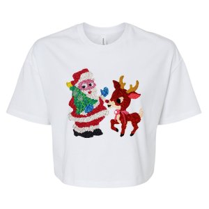 Cute Santa Reindeer Best Friends Christmas Cheer Bella+Canvas Jersey Crop Tee