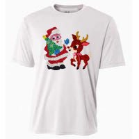 Cute Santa Reindeer Best Friends Christmas Cheer Cooling Performance Crew T-Shirt