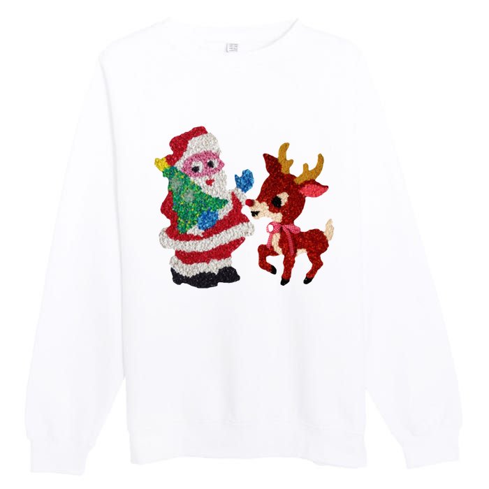 Cute Santa Reindeer Best Friends Christmas Cheer Premium Crewneck Sweatshirt