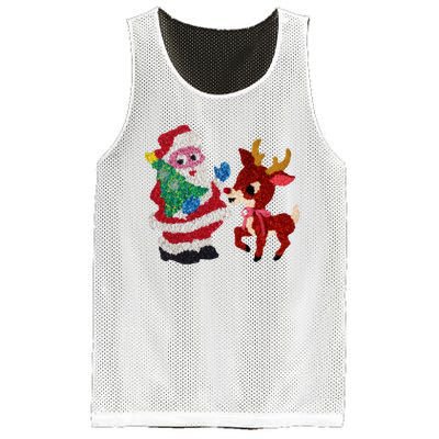 Cute Santa Reindeer Best Friends Christmas Cheer Mesh Reversible Basketball Jersey Tank