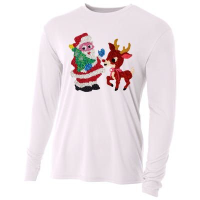 Cute Santa Reindeer Best Friends Christmas Cheer Cooling Performance Long Sleeve Crew