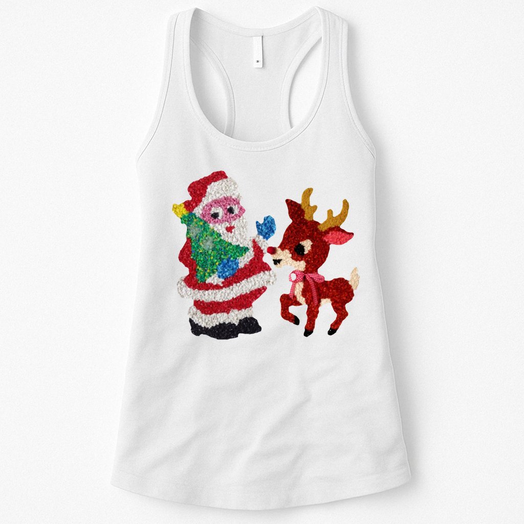 Cute Santa Reindeer Best Friends Christmas Cheer Womens Tank Top
