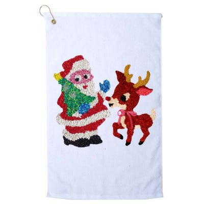 Cute Santa Reindeer Best Friends Christmas Cheer Golf Towel