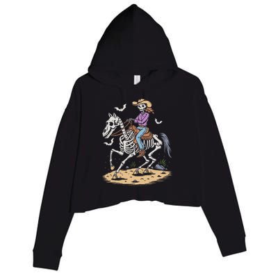 Cow Skeleton Riding Horse Spooky Halloween Western Crop Fleece Hoodie