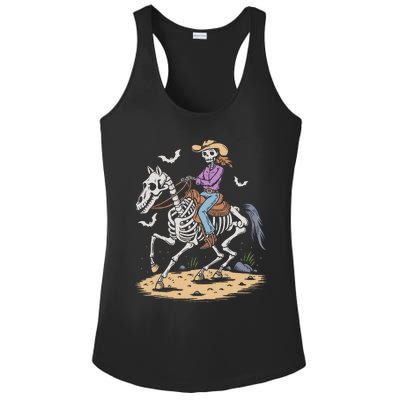 Cow Skeleton Riding Horse Spooky Halloween Western Ladies PosiCharge Competitor Racerback Tank