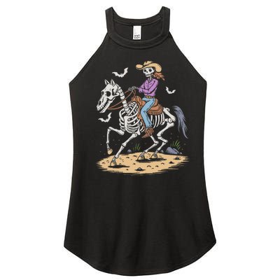 Cow Skeleton Riding Horse Spooky Halloween Western Women’s Perfect Tri Rocker Tank