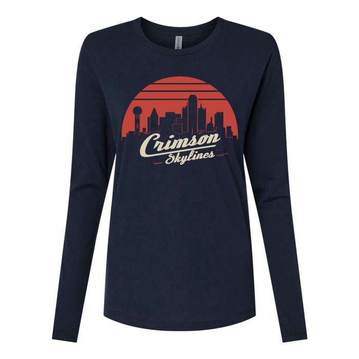 Crimson Skylines Rock Band Womens Cotton Relaxed Long Sleeve T-Shirt