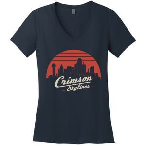 Crimson Skylines Rock Band Women's V-Neck T-Shirt