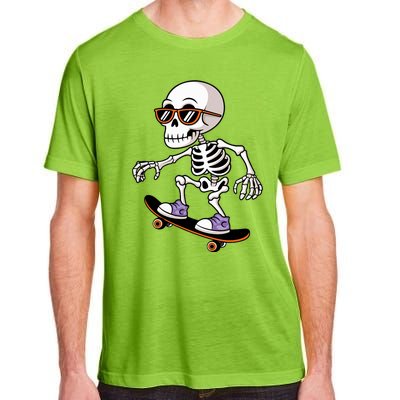 Cool Skeleton Riding Skateboard Halloween Adult ChromaSoft Performance T-Shirt