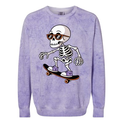 Cool Skeleton Riding Skateboard Halloween Colorblast Crewneck Sweatshirt