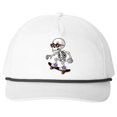 Cool Skeleton Riding Skateboard Halloween Snapback Five-Panel Rope Hat