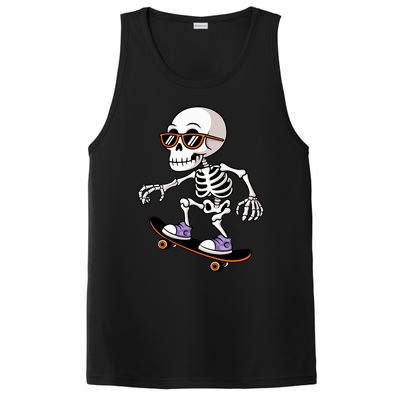 Cool Skeleton Riding Skateboard Halloween PosiCharge Competitor Tank