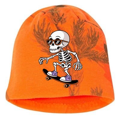 Cool Skeleton Riding Skateboard Halloween Kati - Camo Knit Beanie