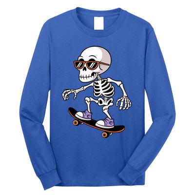 Cool Skeleton Riding Skateboard Halloween Long Sleeve Shirt