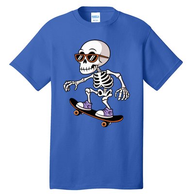 Cool Skeleton Riding Skateboard Halloween Tall T-Shirt