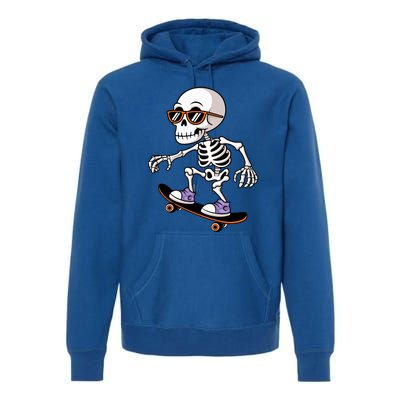 Cool Skeleton Riding Skateboard Halloween Premium Hoodie