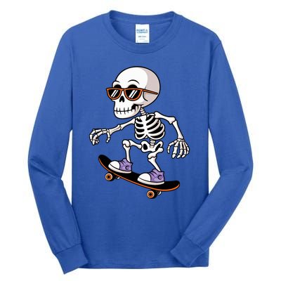 Cool Skeleton Riding Skateboard Halloween Tall Long Sleeve T-Shirt