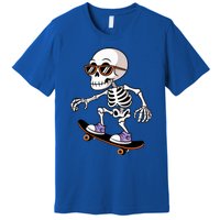 Cool Skeleton Riding Skateboard Halloween Premium T-Shirt