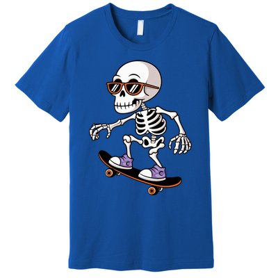 Cool Skeleton Riding Skateboard Halloween Premium T-Shirt