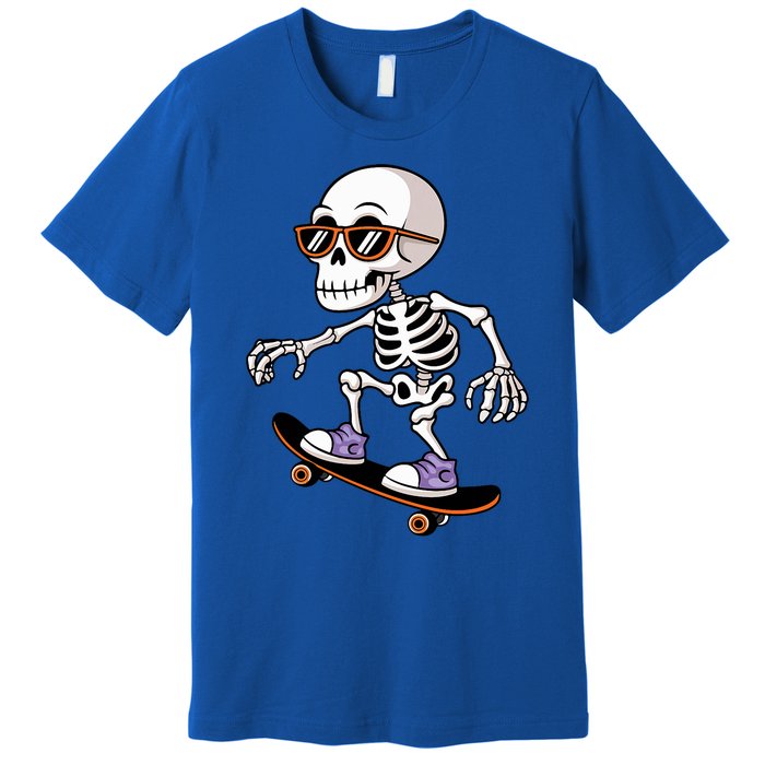 Cool Skeleton Riding Skateboard Halloween Premium T-Shirt