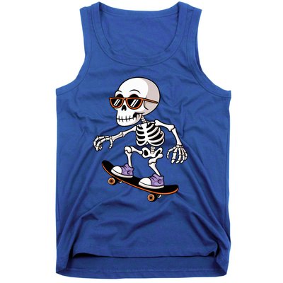 Cool Skeleton Riding Skateboard Halloween Tank Top